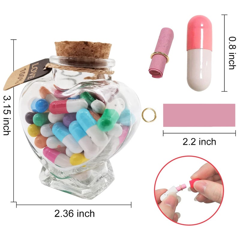 Hefonti Capsule Message in a Bottle - 50pcs Cute Capsule Pills Gift for Girlfriend Boyfriend Women Wife Husband  Love Pills Letter for Birthday Christmas Anniversary Valentine Day Mothers Day Gift - Image 2